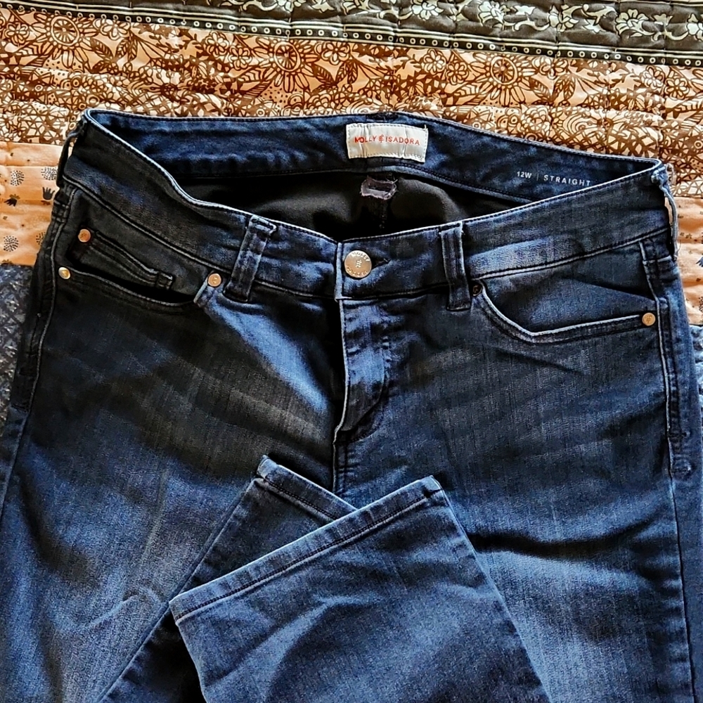 12W straight leg stretch blue jeans